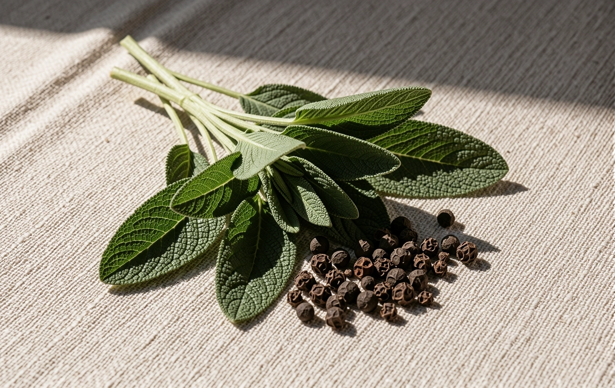 Ingredientes naturales sobre lino